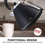 NNEDPE 1.7L Rose Trim Collection Kettle - Black