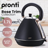 NNEDPE 1.7L Rose Trim Collection Kettle - Black