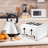 NNEDPE 1.7L Rose Trim Collection Kettle - White