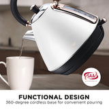 NNEDPE 1.7L Rose Trim Collection Kettle - White