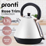 NNEDPE 1.7L Rose Trim Collection Kettle - White