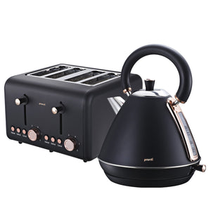 NNEDPE Rose Trim Collection Toaster & Kettle Bundle - Black