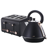 NNEDPE Rose Trim Collection Toaster & Kettle Bundle - Black