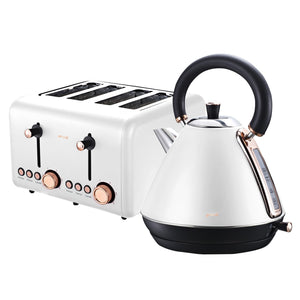 NNEDPE Rose Trim Collection Toaster & Kettle Bundle - White