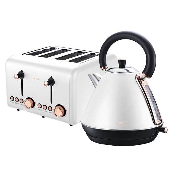 NNEDPE Rose Trim Collection Toaster & Kettle Bundle - White