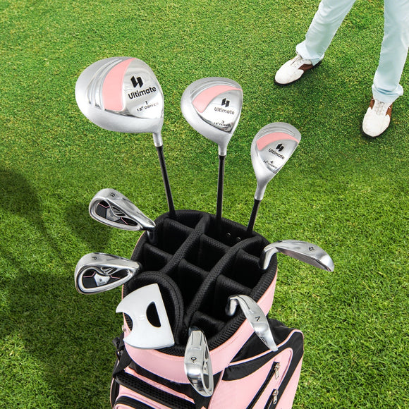 NNECW Ladies Complete Golf Club Set with Driver and Stand Bag-Pink