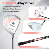 NNECW Ladies Complete Golf Club Set with Driver and Stand Bag-Pink