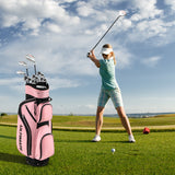 NNECW Ladies Complete Golf Club Set with Driver and Stand Bag-Pink