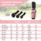 NNECW Ladies Complete Golf Club Set with Driver and Stand Bag-Pink