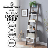 NNEDPE Mira 5-Tier Ladder Shelf - White and Grey Oak