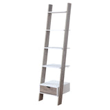 NNEDPE Mira 5-Tier Ladder Shelf - White and Grey Oak