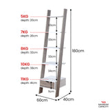 NNEDPE Mira 5-Tier Ladder Shelf - White and Grey Oak