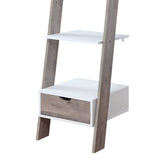 NNEDPE Mira 5-Tier Ladder Shelf - White and Grey Oak