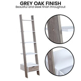 NNEDPE Mira 5-Tier Ladder Shelf - White and Grey Oak