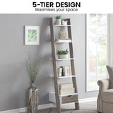 NNEDPE Mira 5-Tier Ladder Shelf - White and Grey Oak