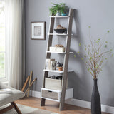 NNEDPE Mira 5-Tier Ladder Shelf - White and Grey Oak