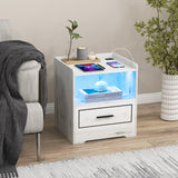NNECW LED Smart Bedside Table with USB Port Adjustable Light Colors and Brightness