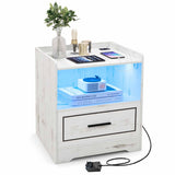 NNECW LED Smart Bedside Table with USB Port Adjustable Light Colors and Brightness