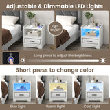 NNECW LED Smart Bedside Table with USB Port Adjustable Light Colors and Brightness