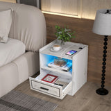 NNECW LED Smart Bedside Table with USB Port Adjustable Light Colors and Brightness