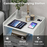 NNECW LED Smart Bedside Table with USB Port Adjustable Light Colors and Brightness