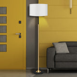 NNEDPE Metal Floor Lamp Brushed Brass Finish with White Shade