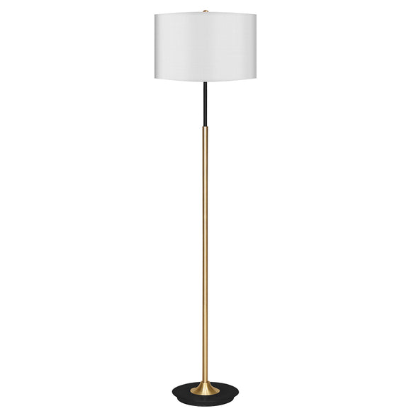 NNEDPE Metal Floor Lamp Brushed Brass Finish with White Shade