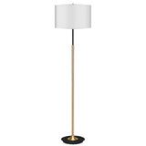 NNEDPE Metal Floor Lamp Brushed Brass Finish with White Shade