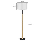 NNEDPE Metal Floor Lamp Brushed Brass Finish with White Shade