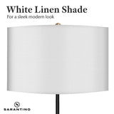 NNEDPE Metal Floor Lamp Brushed Brass Finish with White Shade