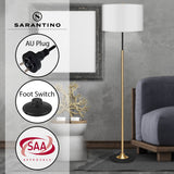 NNEDPE Metal Floor Lamp Brushed Brass Finish with White Shade