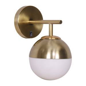 NNEDPE Wall Lamp with Gold Metal Base and White Glass Shade