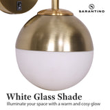 NNEDPE Wall Lamp with Gold Metal Base and White Glass Shade