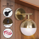 NNEDPE Wall Lamp with Gold Metal Base and White Glass Shade