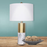 NNEDPE Metal and Marble Table Lamp - White