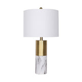 NNEDPE Metal and Marble Table Lamp - White
