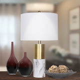 NNEDPE Metal and Marble Table Lamp - White