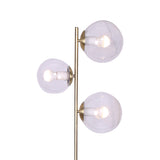 NNEDPE 3-Light Gold Metal Floor Lamp with Glass Shades
