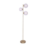 NNEDPE 3-Light Gold Metal Floor Lamp with Glass Shades