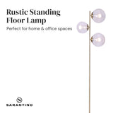 NNEDPE 3-Light Gold Metal Floor Lamp with Glass Shades