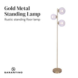 NNEDPE 3-Light Gold Metal Floor Lamp with Glass Shades