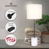 NNEDPE Concrete & Metal Table Lamp with Off-White Linen Shade