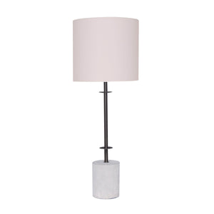 NNEDPE Concrete & Metal Table Lamp with Off-White Linen Shade