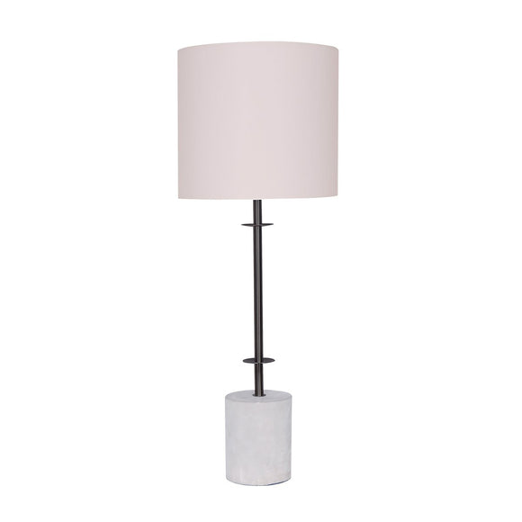 NNEDPE Concrete & Metal Table Lamp with Off-White Linen Shade