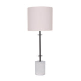 NNEDPE Concrete & Metal Table Lamp with Off-White Linen Shade