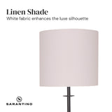 NNEDPE Concrete & Metal Table Lamp with Off-White Linen Shade