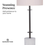 NNEDPE Concrete & Metal Table Lamp with Off-White Linen Shade