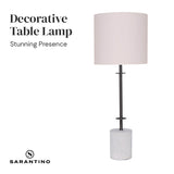 NNEDPE Concrete & Metal Table Lamp with Off-White Linen Shade