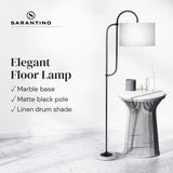 NNEDPE Metal Floor Lamp with Marble Base & Off-White Shade