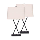 NNEDPE Metal Table Lamp Rectangular Shade X Stand